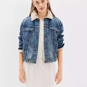 Like New Aeropostale Sherpa-Lined Denim Jacket Size:S